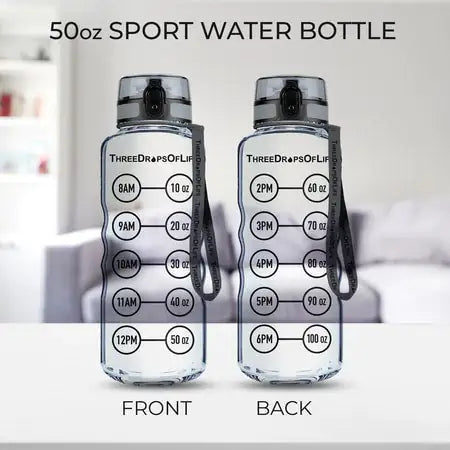 50 oz Clear Sports Water Bottle - High Capacity Hydration